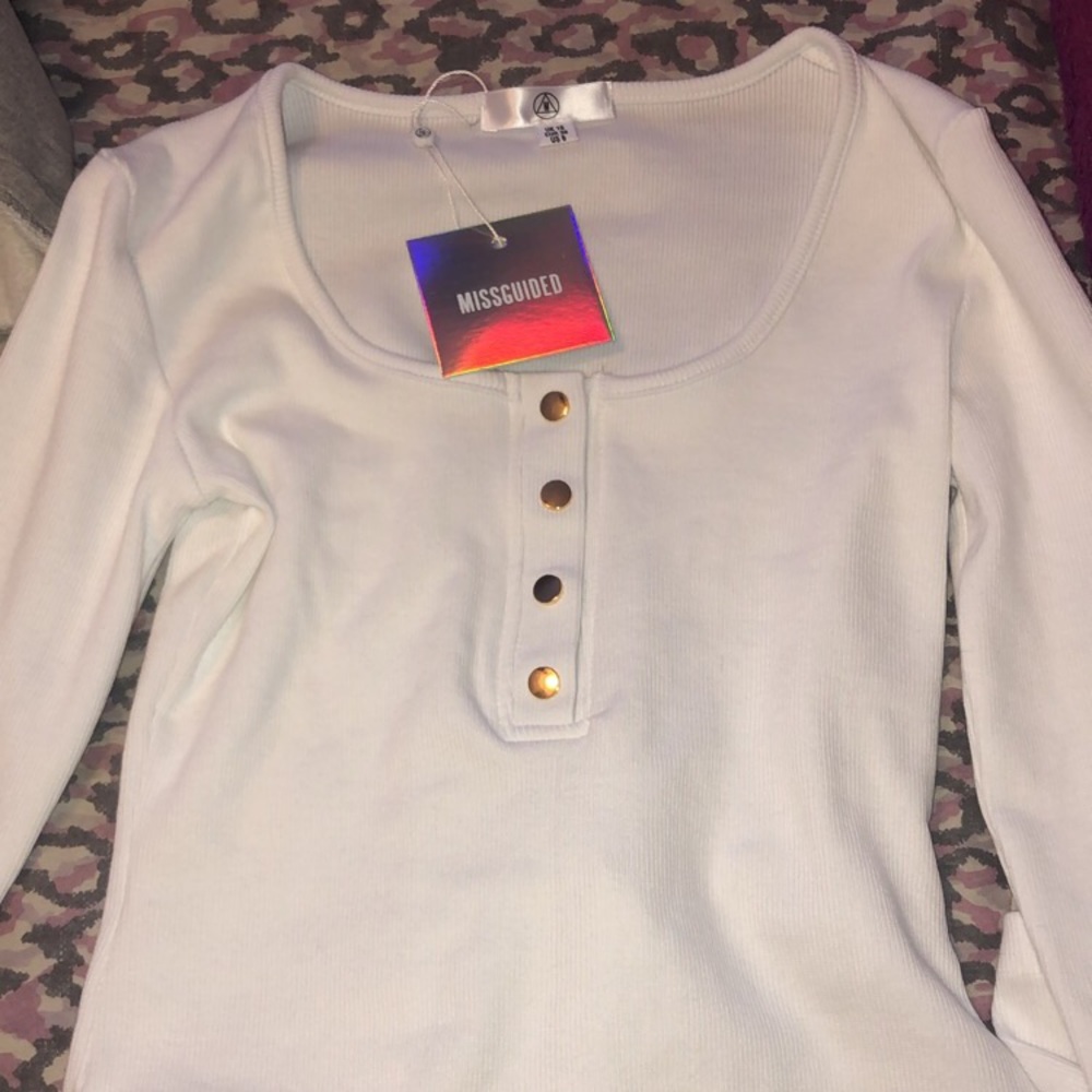 MISSGUIDED White Longsleeve Bodysuit